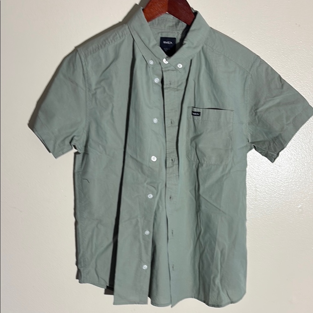 RVCA Men's Green Short Sleeve Shirt